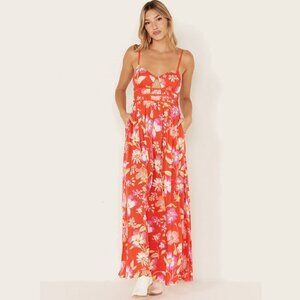 Free People Red Floral Maxi Dress